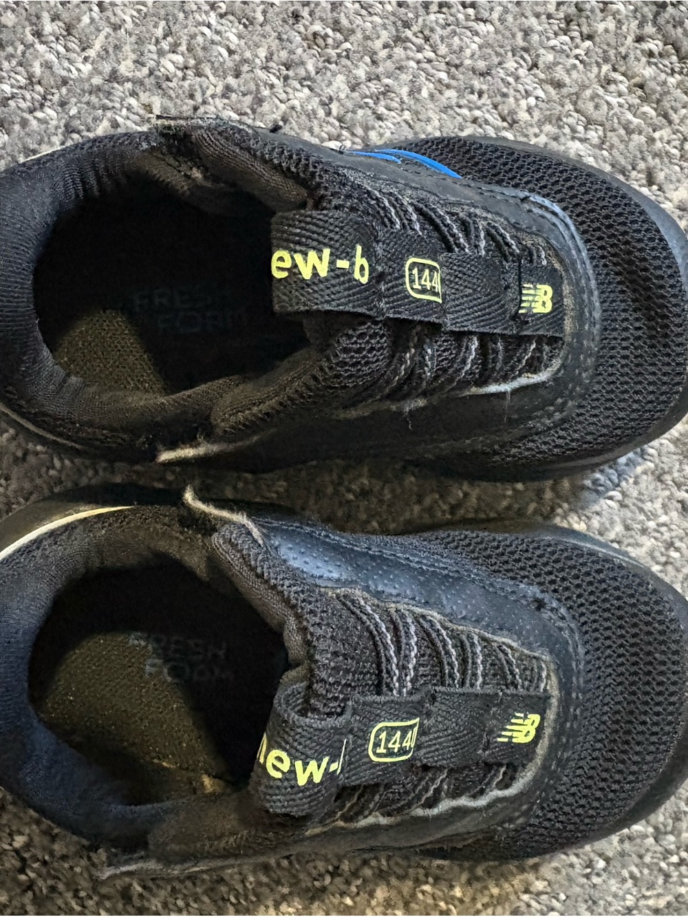New Balance Kids Black Sneakers with Blue Accent Wide